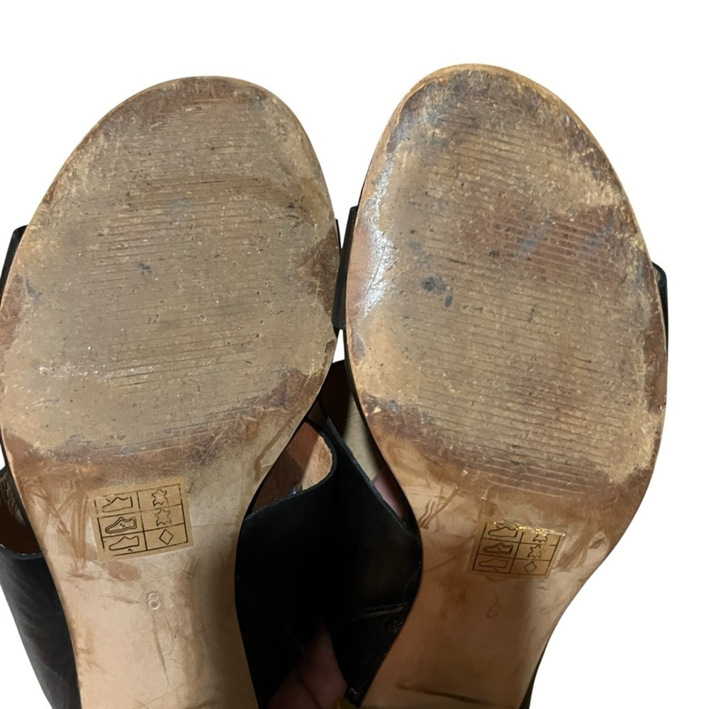Madewell The Kiera Mule Chunky Wooden Block Black Leather Heel Sandal SZ 9 - Picture 14 of 15